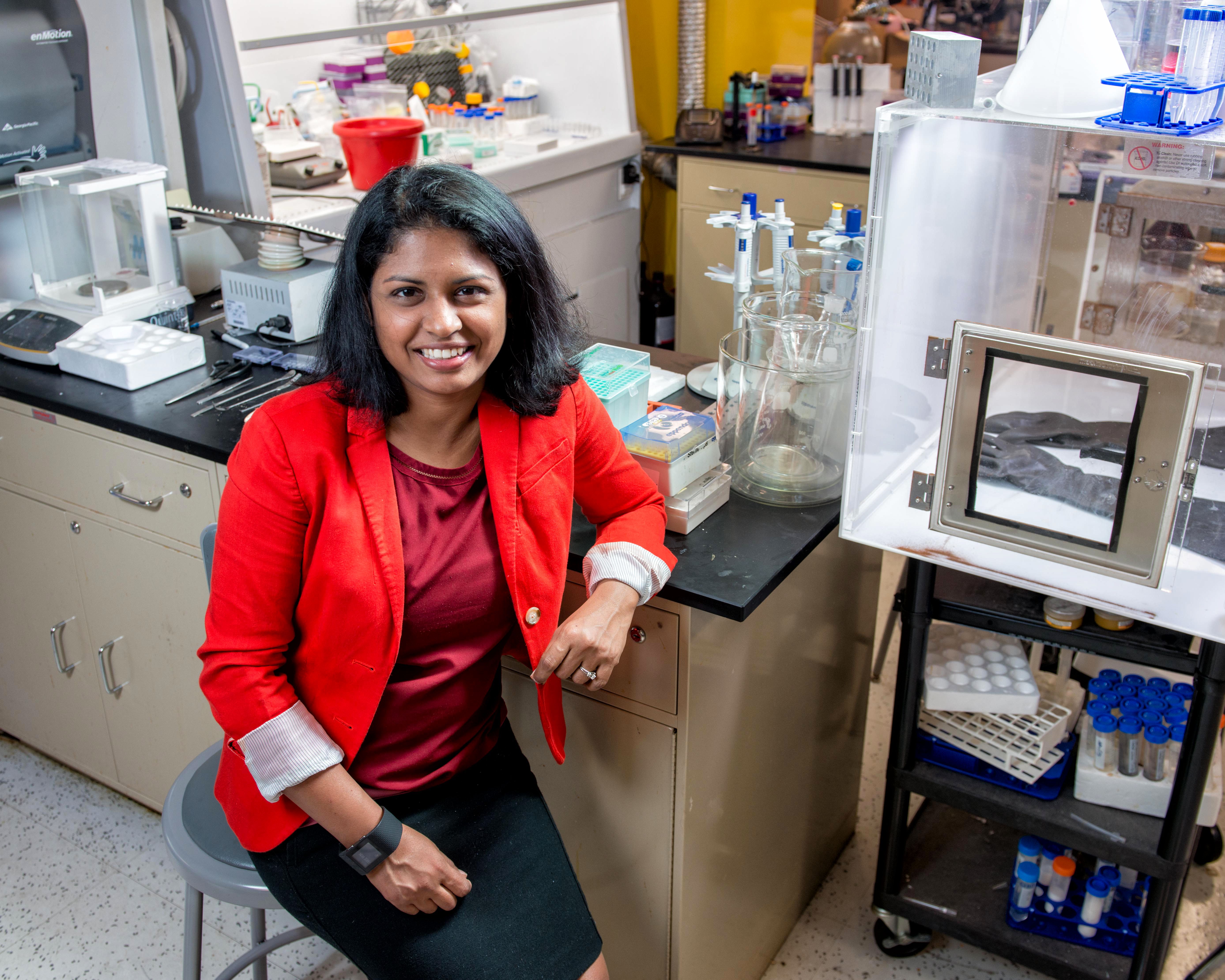 Picture of Dr. Preethi Chandran in a lab