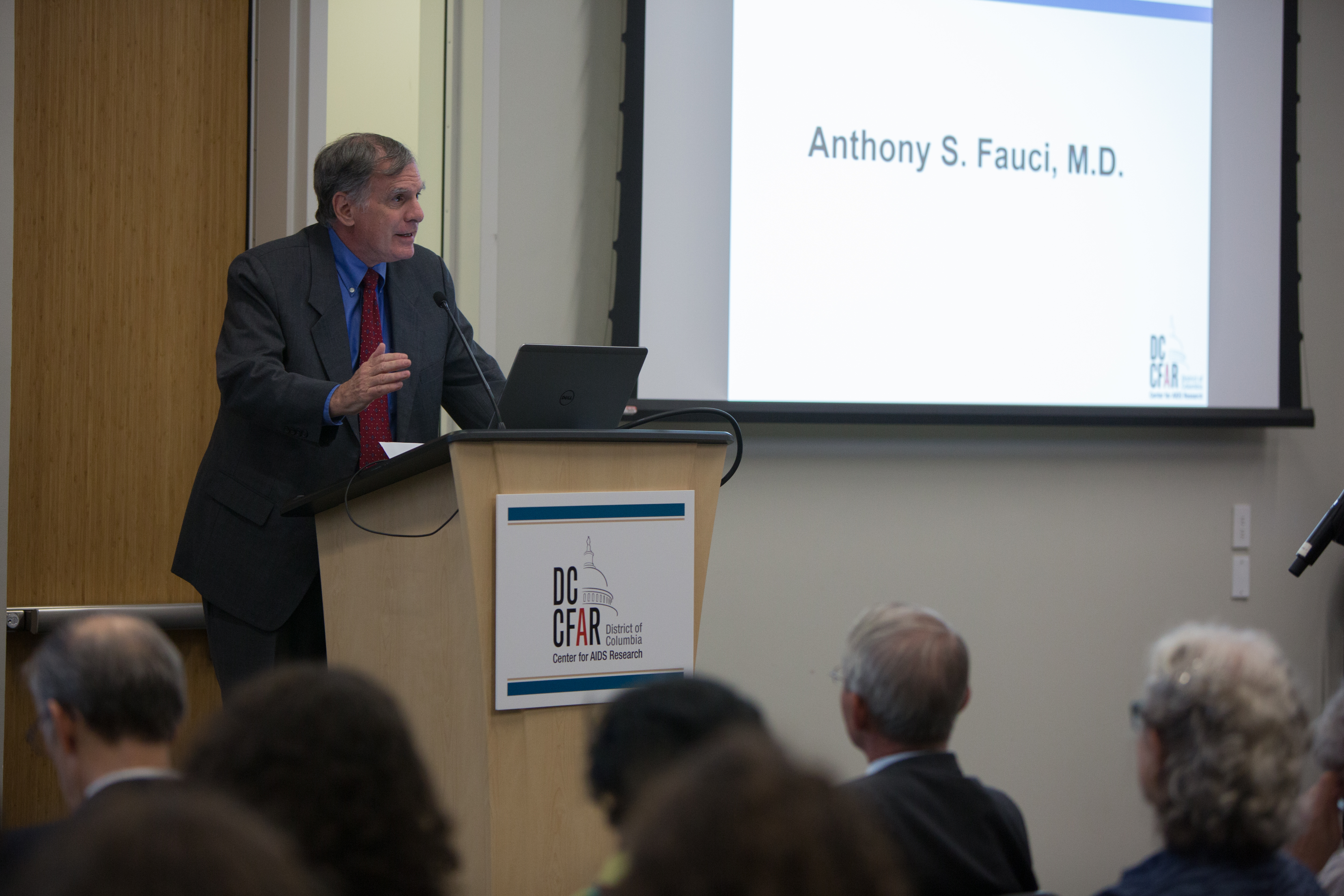 Gary Simon introduces Anthony Fauci at the DC CFAR launch