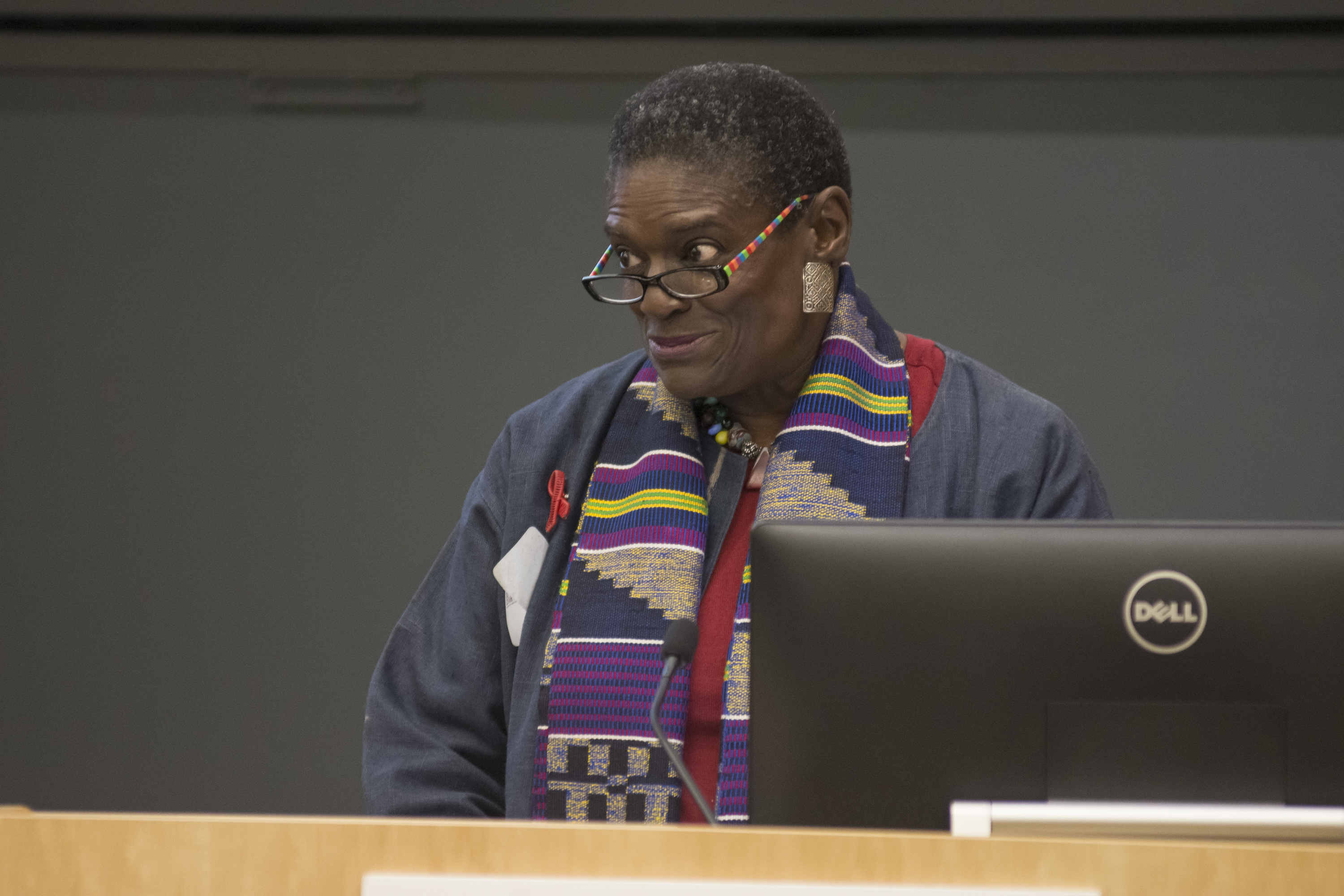 Marcia Ellis welcomes guests to Annual Research Day 2018